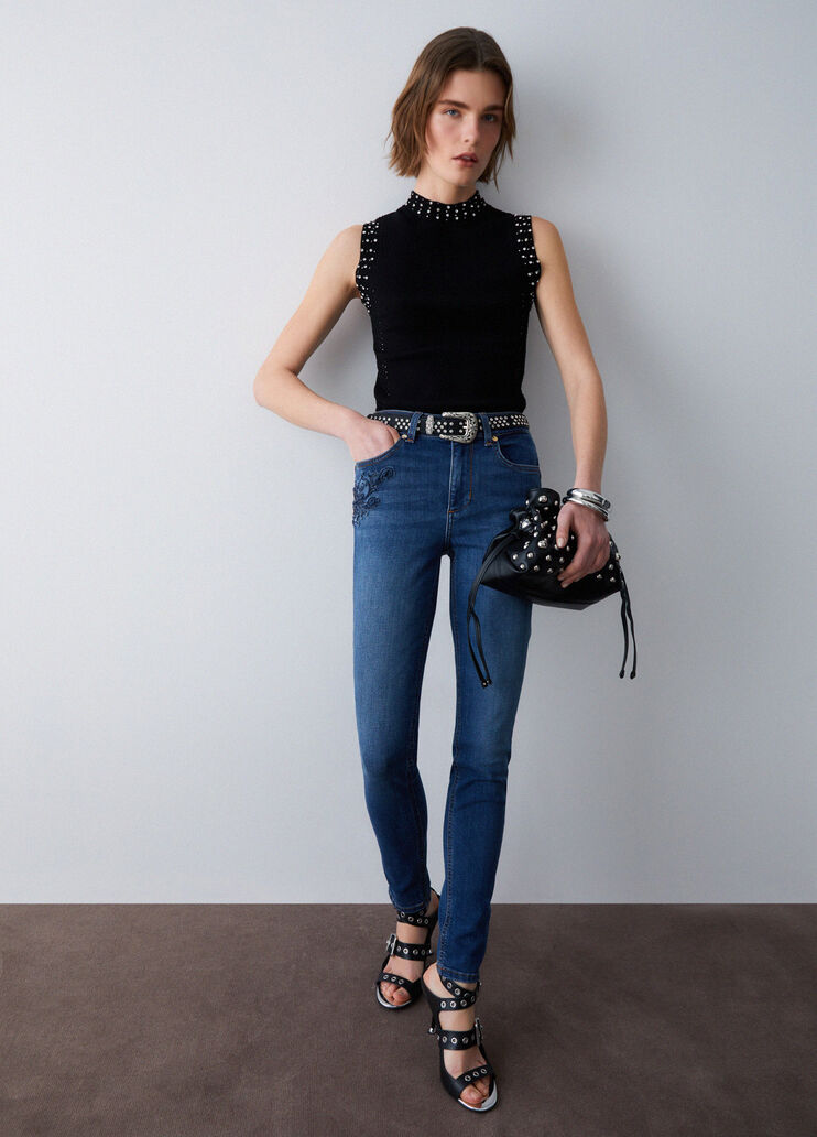 Jeans skinny con ricamo denim blu Liu Jo - medium