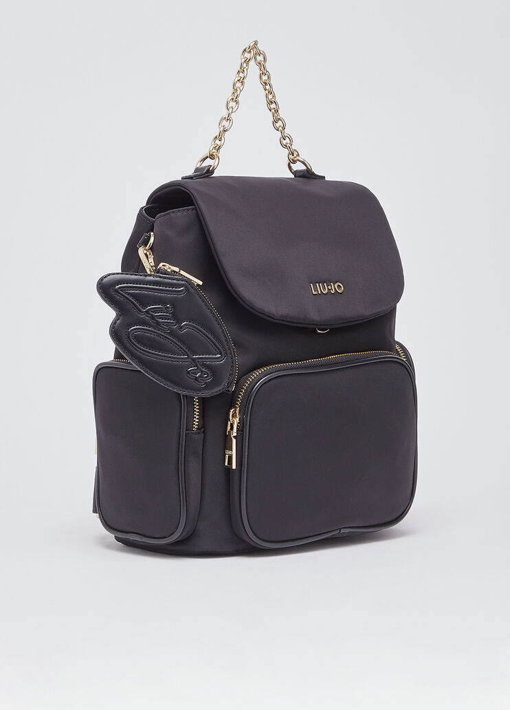 Rucksack aus Nylon mit M&uuml;nzfach schwarz Liu Jo - medium