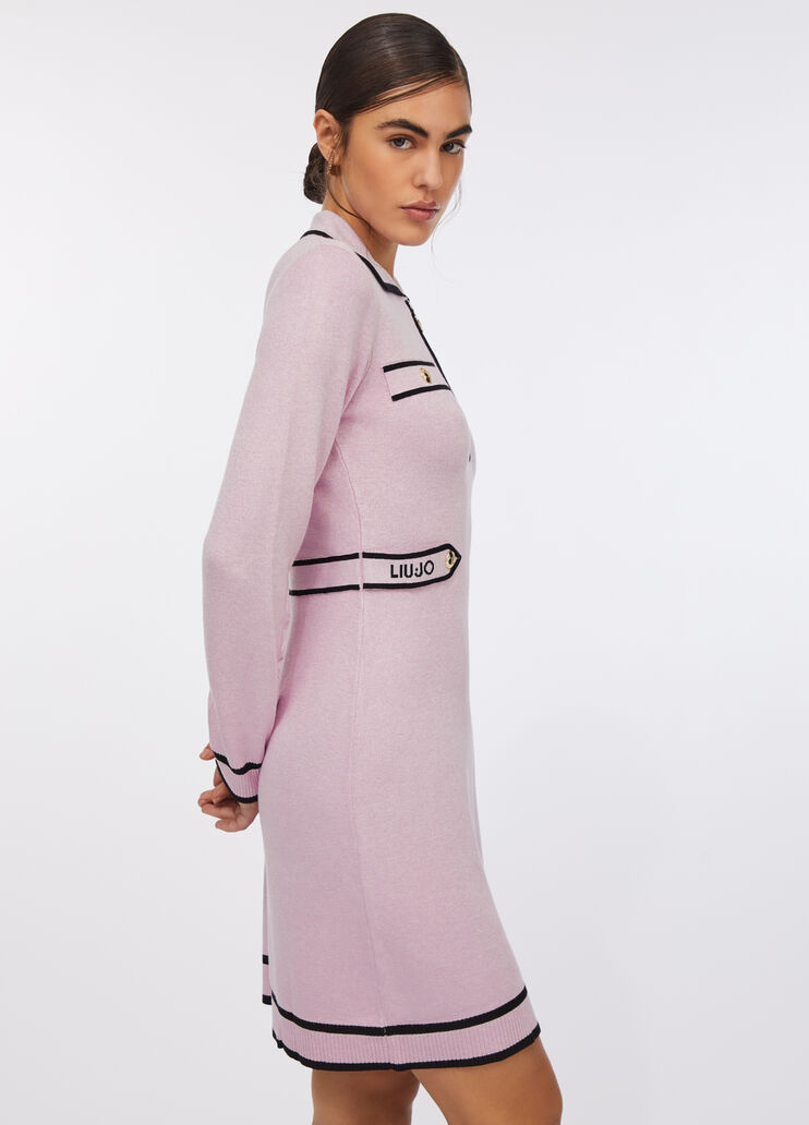 Silk-blend knit dress pink Liu Jo - large image number 3