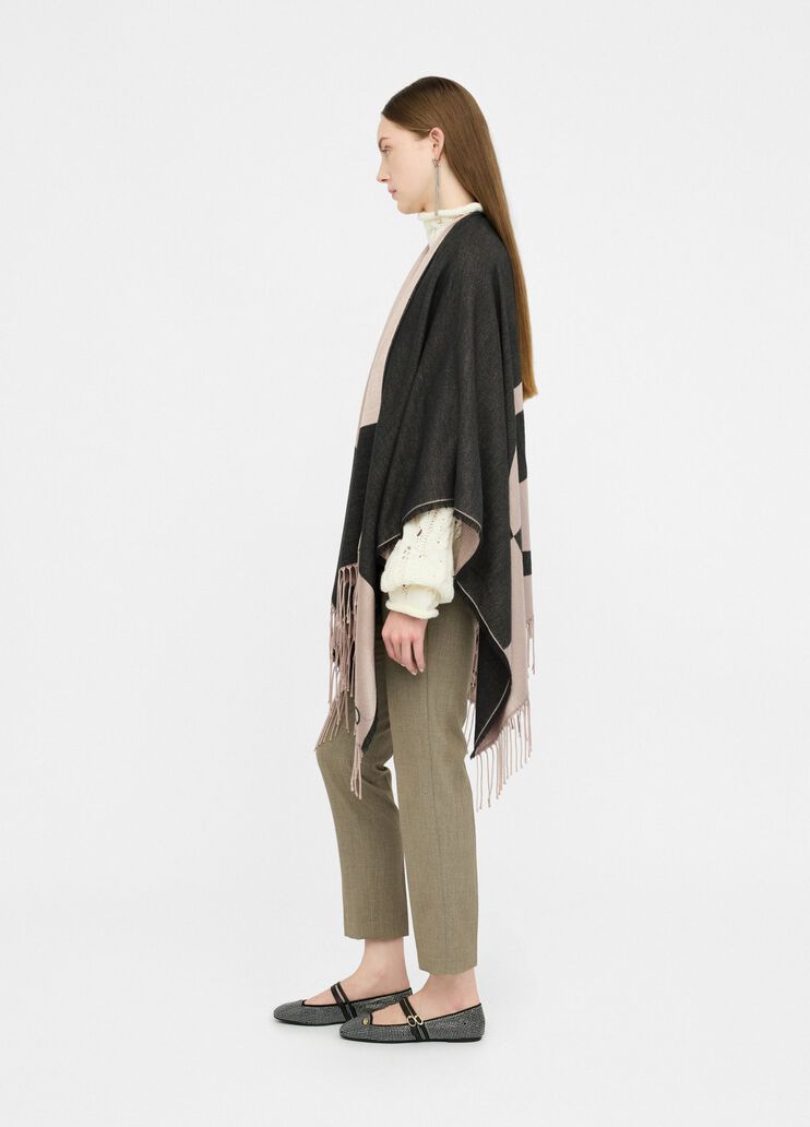 Poncho with logo and fringes black Liu Jo - large image number 4