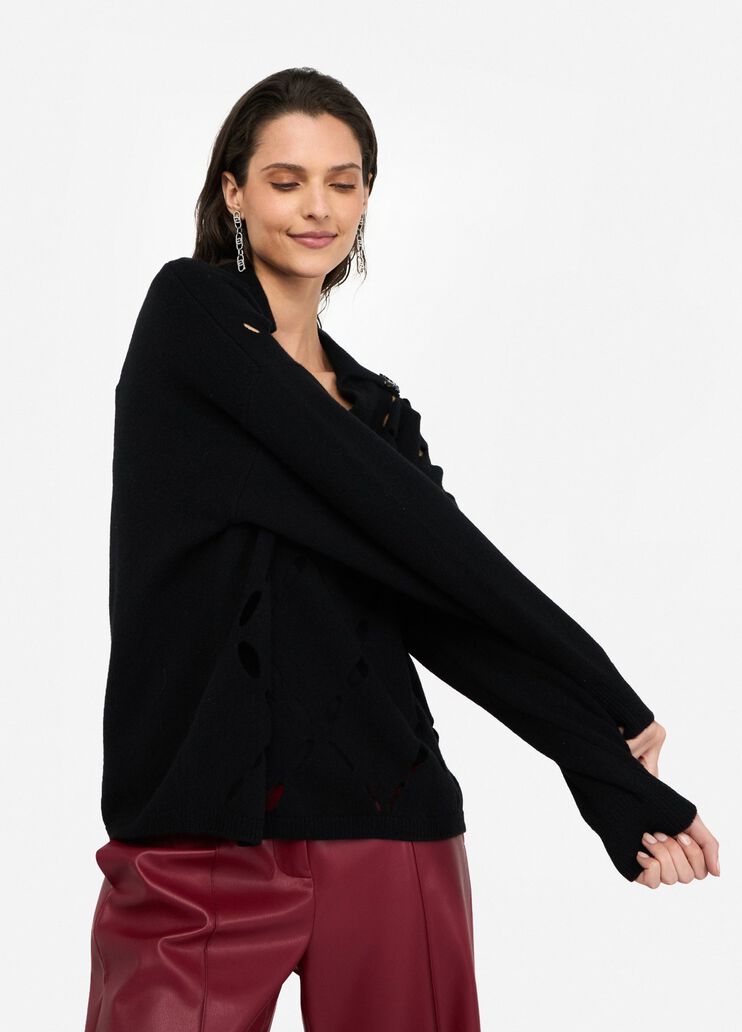 100% wool jumper with bejewelled embroidery black Liu Jo - large image number 3 100% wool jumper with bejewelled embroidery black Liu Jo - large image number 3