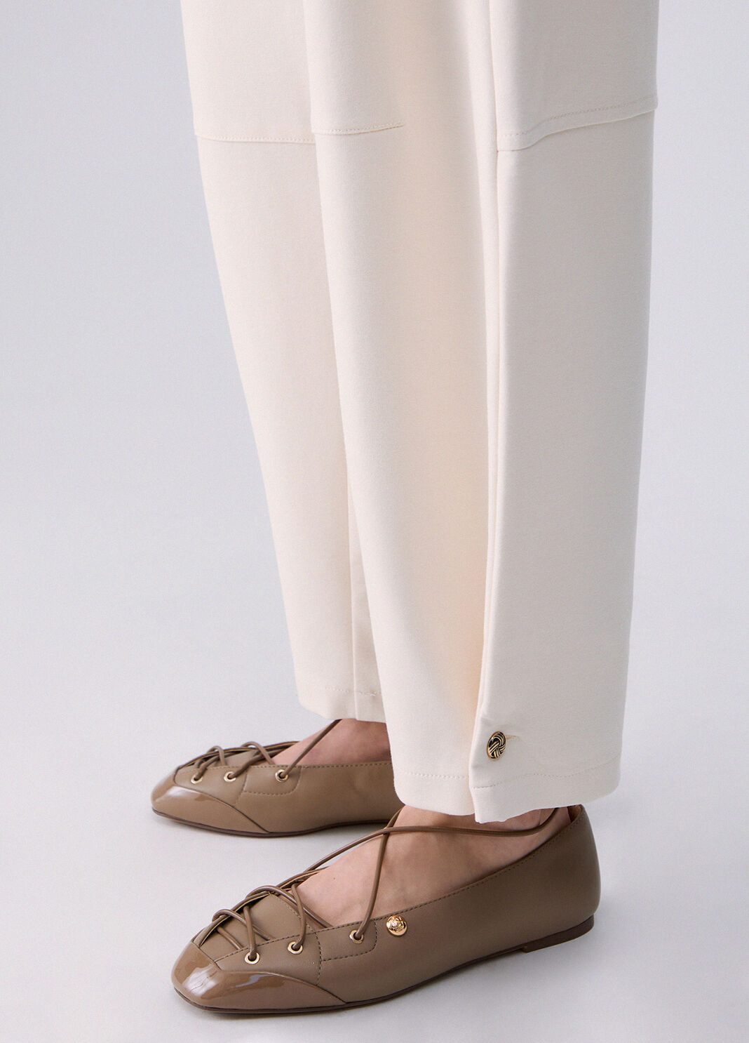 Balloon pants in punto milano white Liu Jo - large image number 4