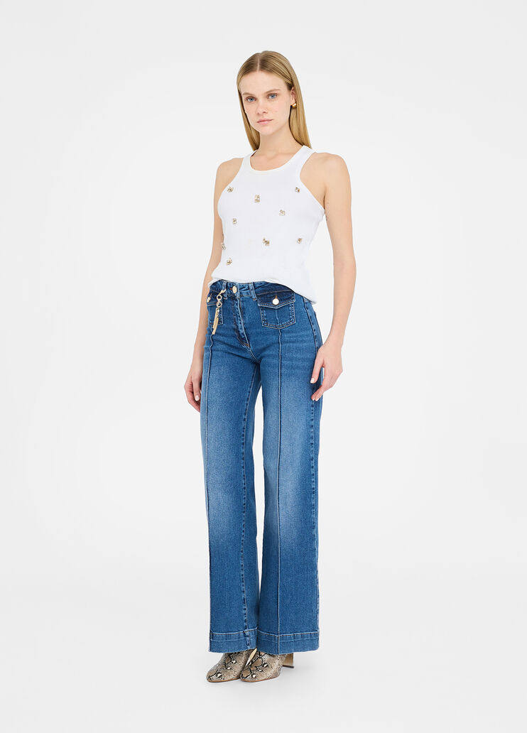 Flare jeans with jewelled charm blue denim Liu Jo - medium Flare jeans with jewelled charm blue denim Liu Jo - medium