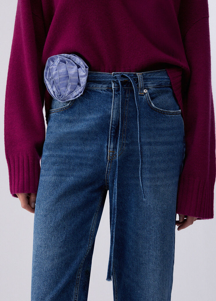 Vaqueros rectos con cintur&oacute;n denim azul oscuro Liu Jo - medium