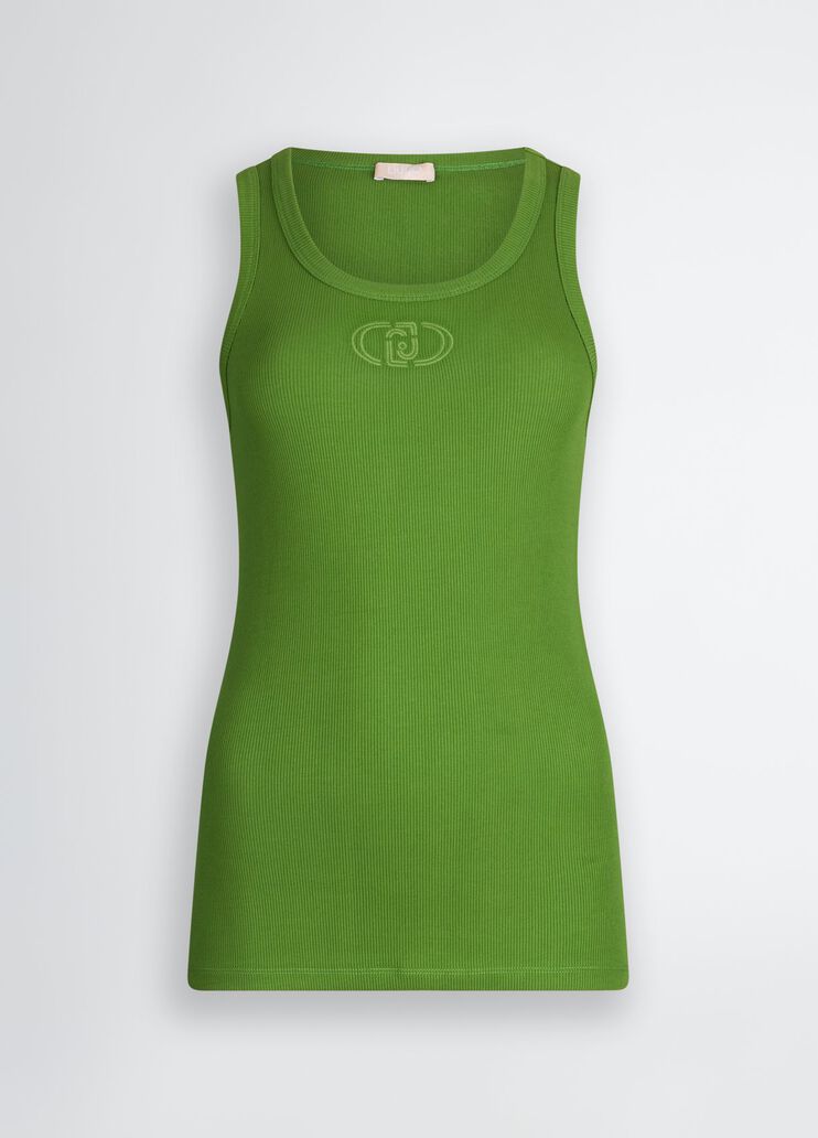 Cotton top with logo green Liu Jo - large image number 6 Cotton top with logo green Liu Jo - large image number 6