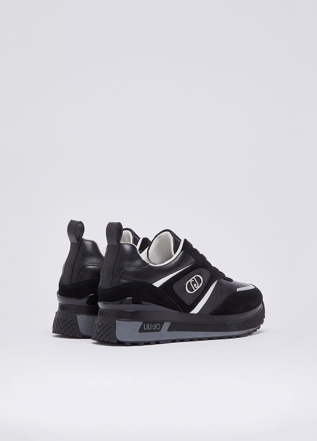 Sneakers plateforme en daim et cuir noir Liu Jo - large image number 2