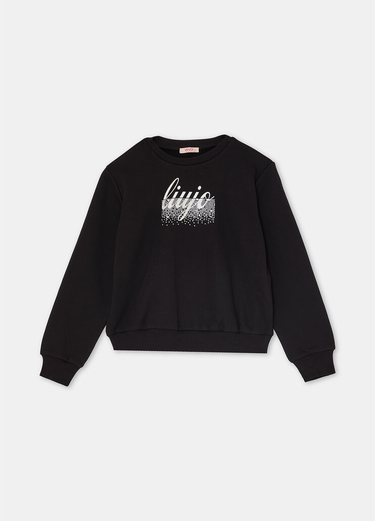 Cotton sweatshirt with logo black Liu Jo - large image number 2