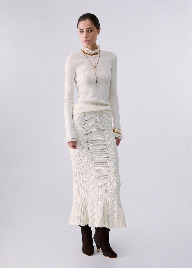 Lupetto in lana con rouches bianco lana Liu Jo - medium