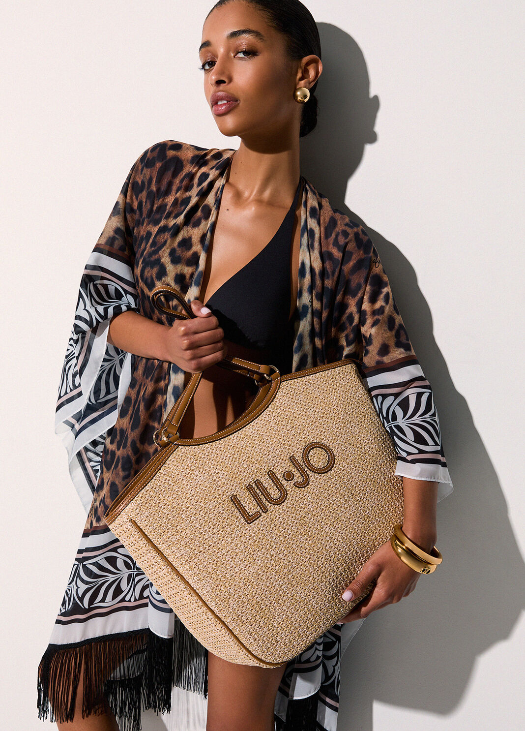 Borsa tote grande in rafia beige Liu Jo - large image number 0