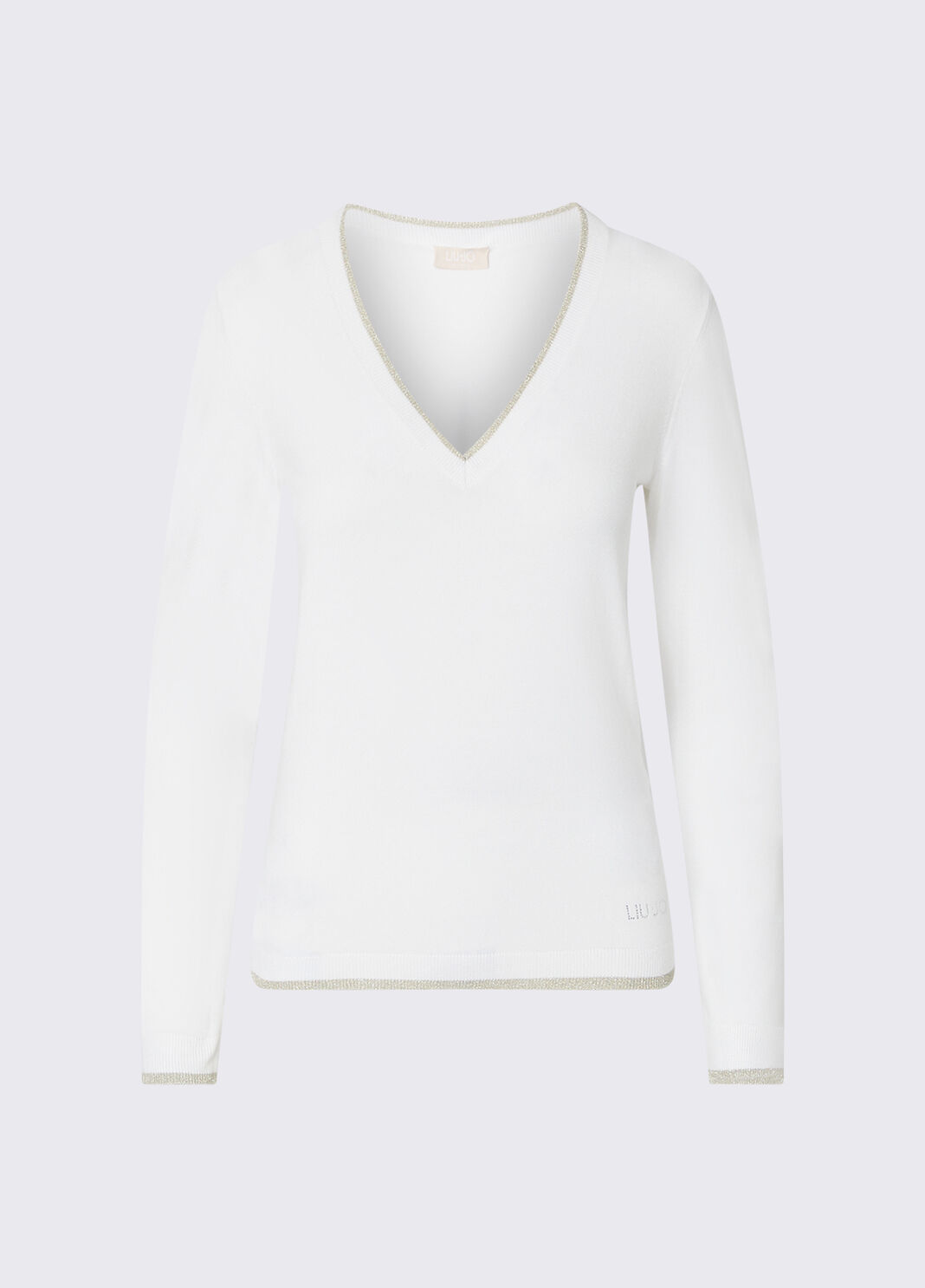 V-neck jumper white wool Liu Jo - large image number 6