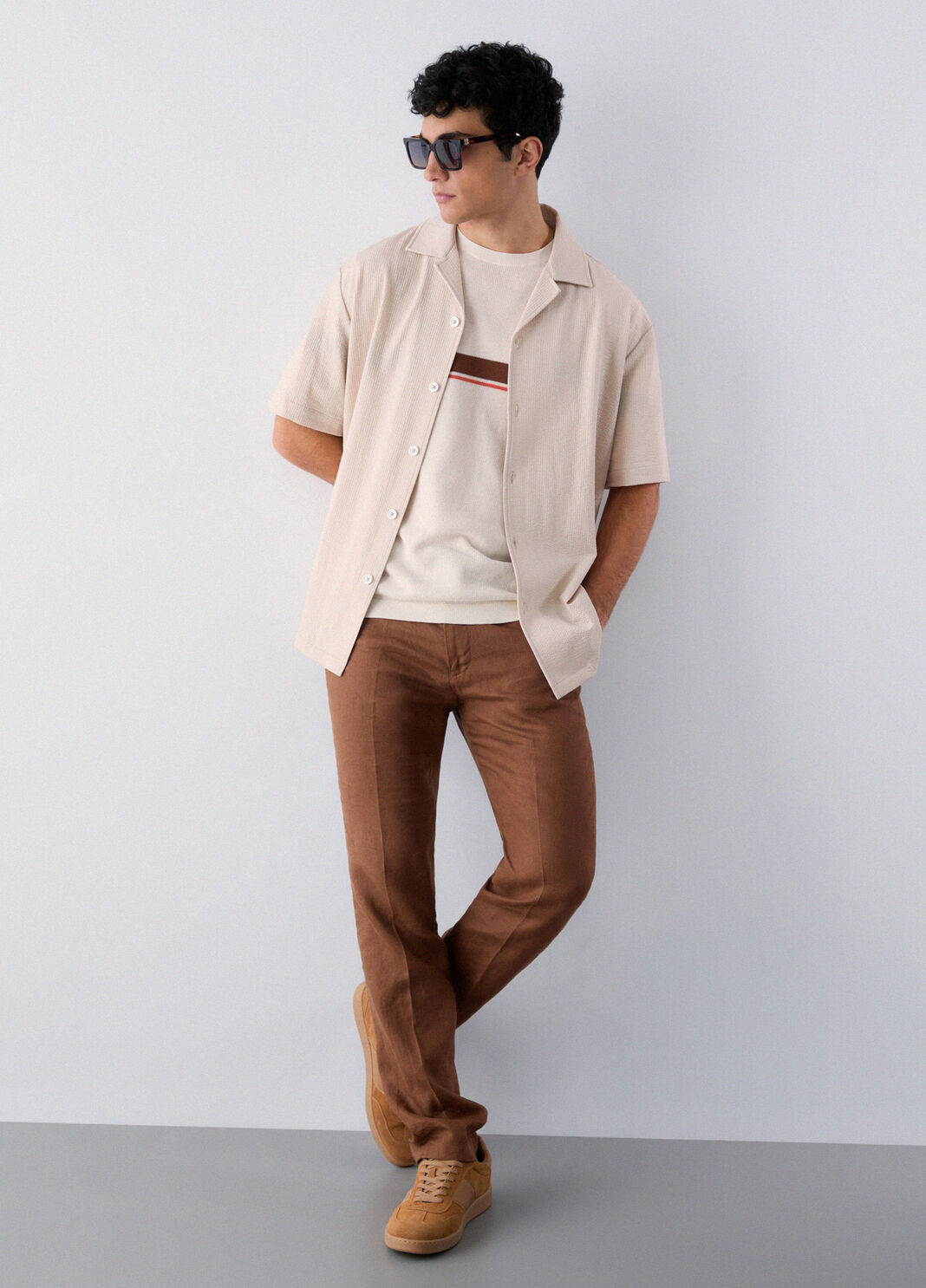 100% linen trousers cognac Liu Jo - large image number 3