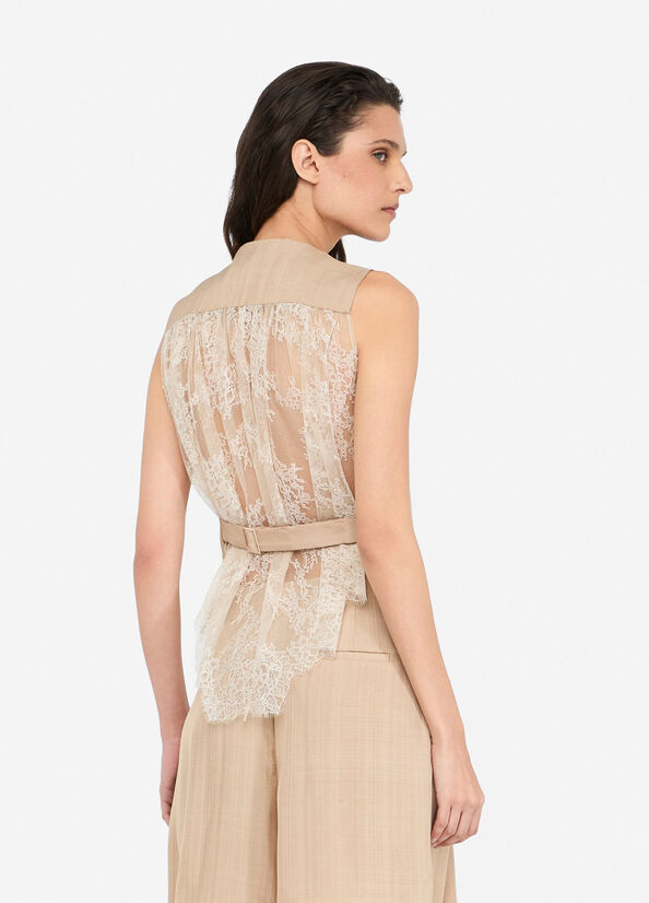 Gilet with lace details beige Liu Jo - large image number 1
