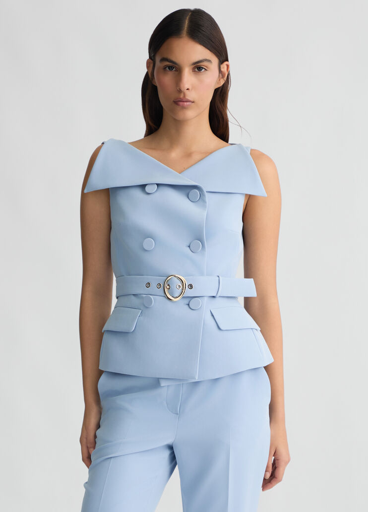 Double-breasted waistcoat with belt light blue Liu Jo - medium Double-breasted waistcoat with belt light blue Liu Jo - medium