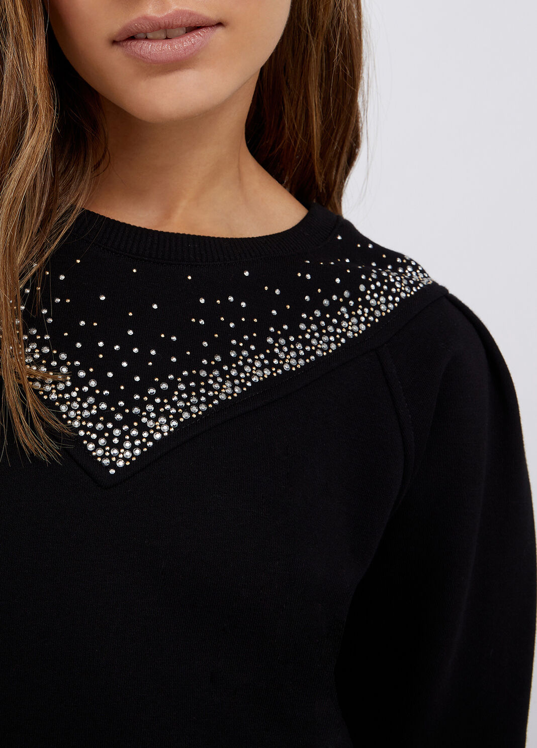 Sweatshirt with jewel appliqu&eacute;s black/gemstones Liu Jo - large image number 2