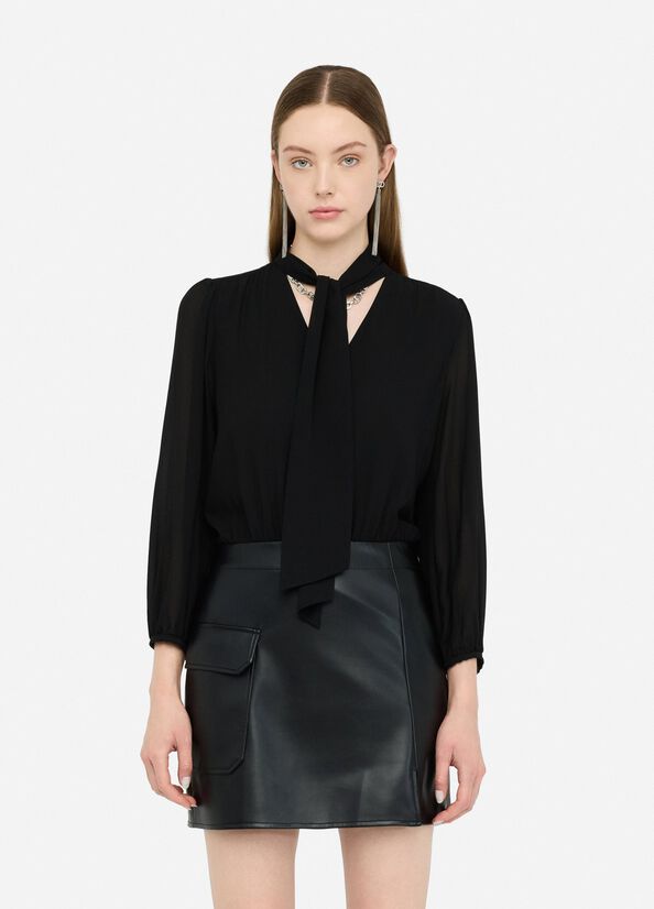 Short dress with bow detail black Liu Jo - large image number 0