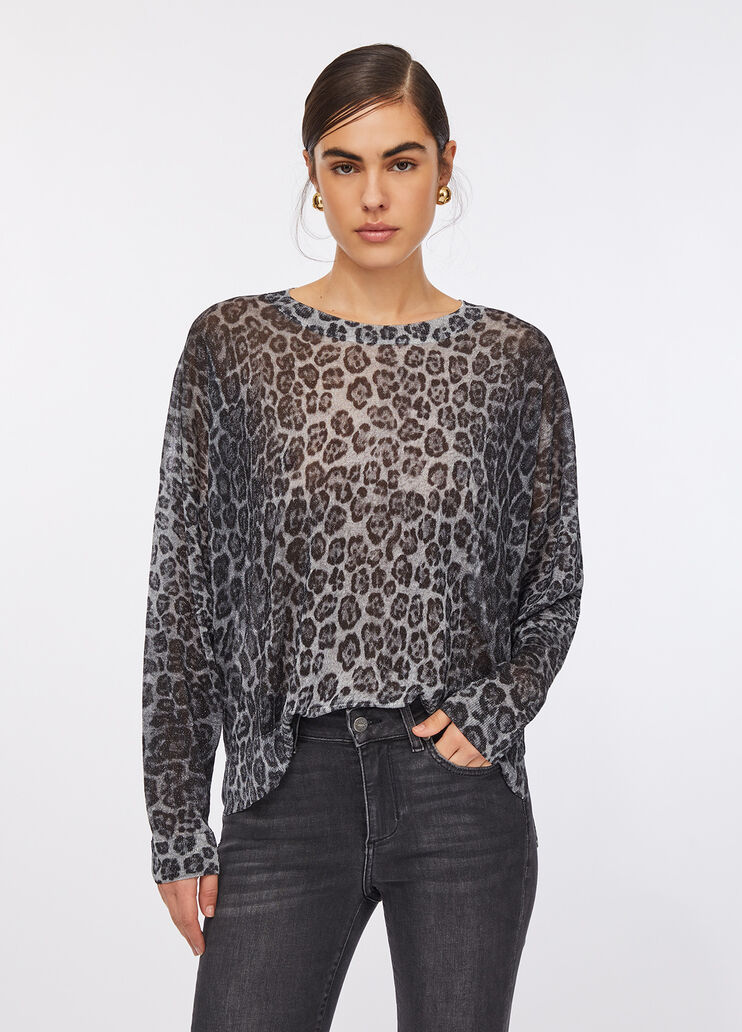 Lurex® jumper grey animal print Liu Jo - large image number 0