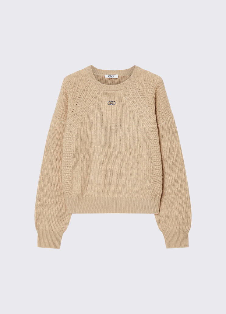 Wool Blend Sweater beige Liu Jo - medium