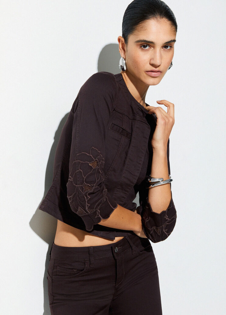 Giacca con ricamo sangallo marrone scuro Liu Jo - medium