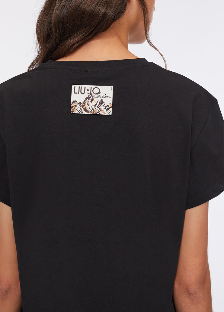 T-shirt con scritta ricamata nero Liu Jo - medium