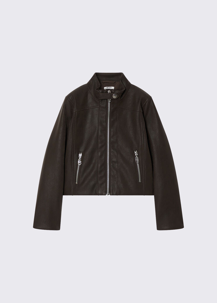 Coated Fabric Biker Jacket dark brown Liu Jo - medium