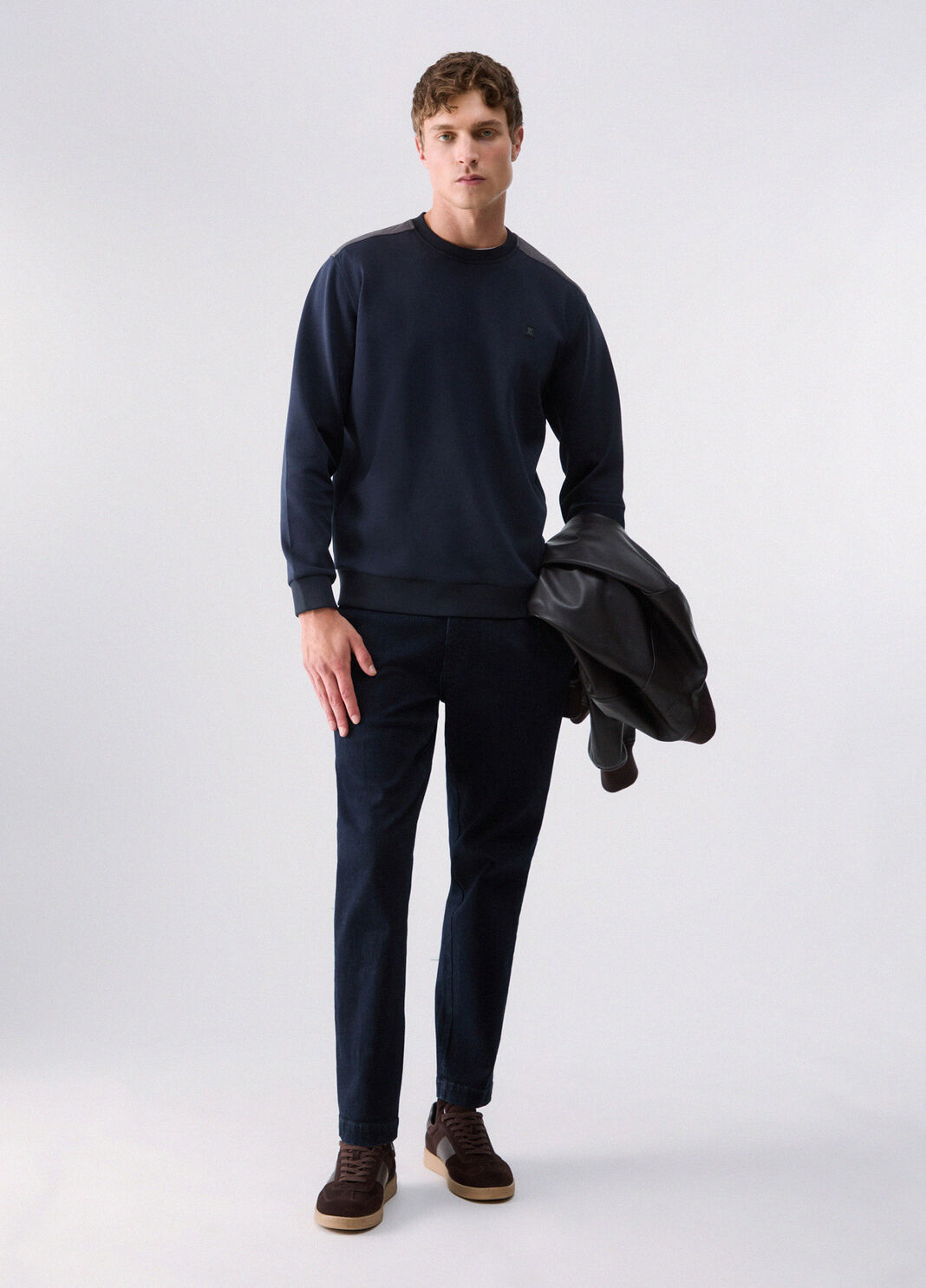 Sweatshirt with scuba inserts dark blue Liu Jo - large image number 5