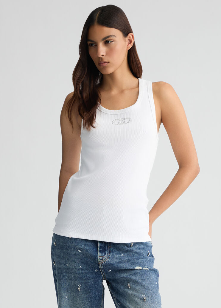 Cotton top with logo white Liu Jo - medium Cotton top with logo white Liu Jo - medium