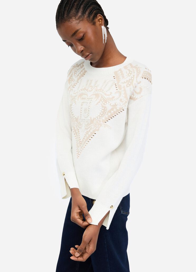 Jacquard wool sweater white Liu Jo - medium Jacquard wool sweater white Liu Jo - medium