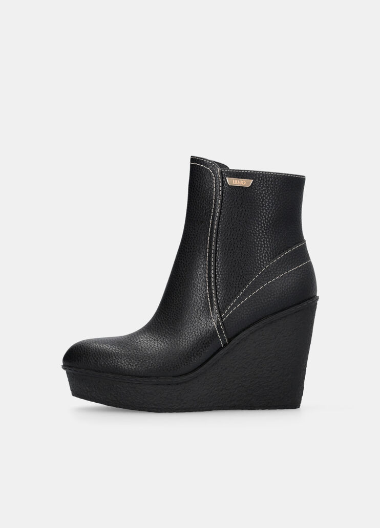Leather ankle boots with wedge heel black Liu Jo - large image number 4 Leather ankle boots with wedge heel black Liu Jo - large image number 4