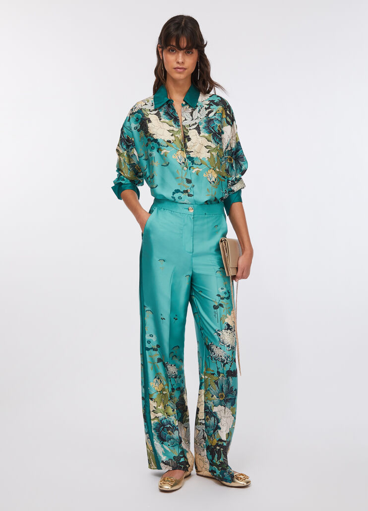 Printed twill trousers light blue Liu Jo - large image number 5