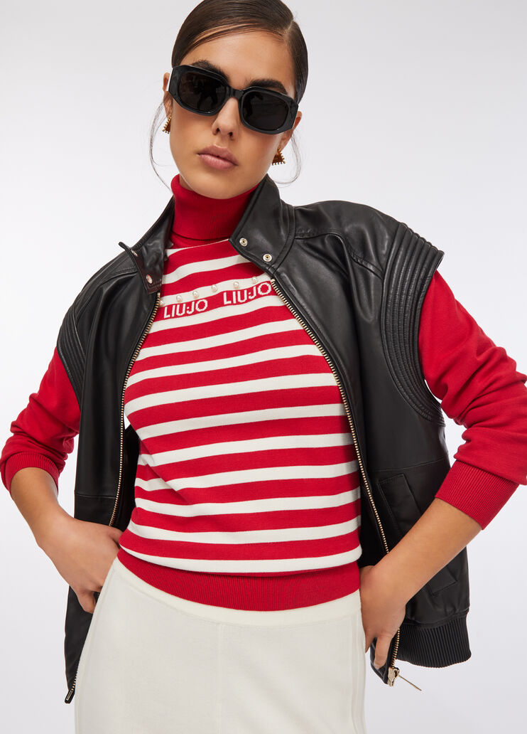 Водолазка в полоску вишнево-красный Liu Jo - large image number 2