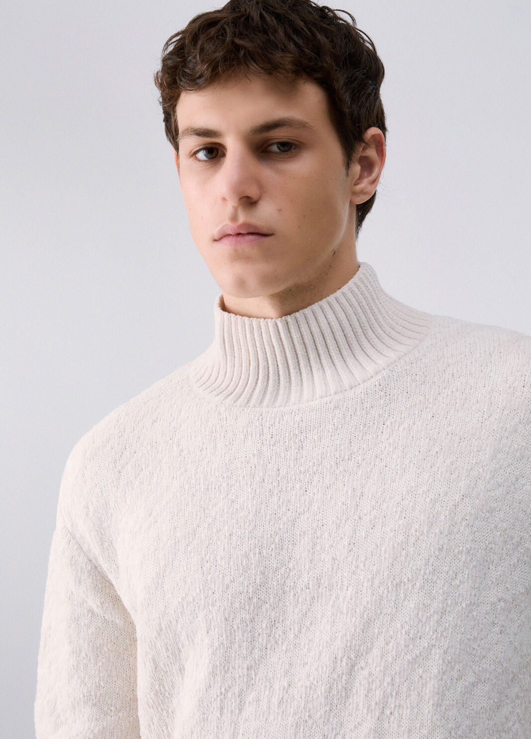 Mock-neck sweater in chenille white Liu Jo - large image number 4