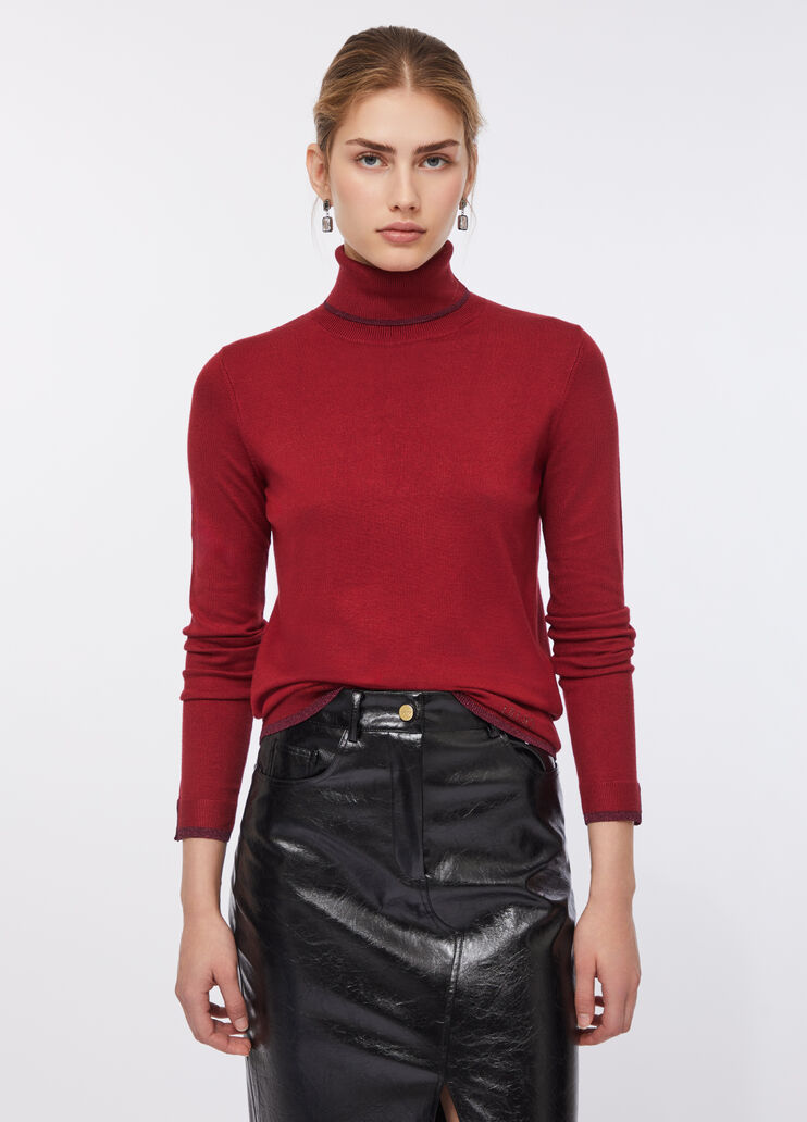 Polo-neck with lurex® details red Liu Jo - large image number 0