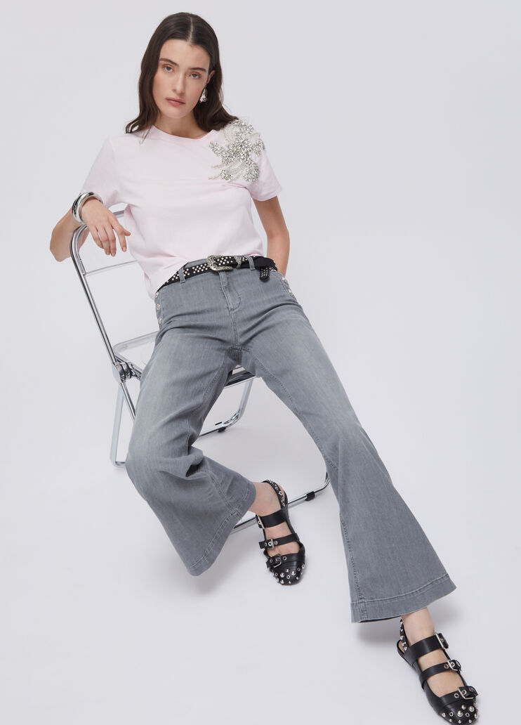 Jeans flare a vita alta con bottoni denim grigio Liu Jo - medium