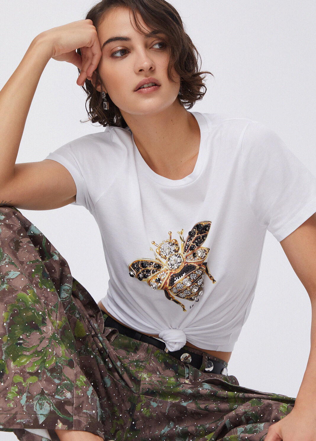T-shirt with print and appliqu&eacute;s bee Liu Jo - large image number 2
