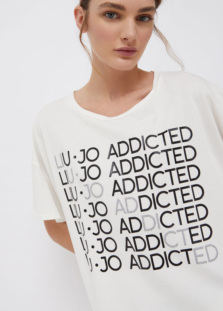 Camiseta ecosostenible con estampado blanco/addicted Liu Jo - large image number 2