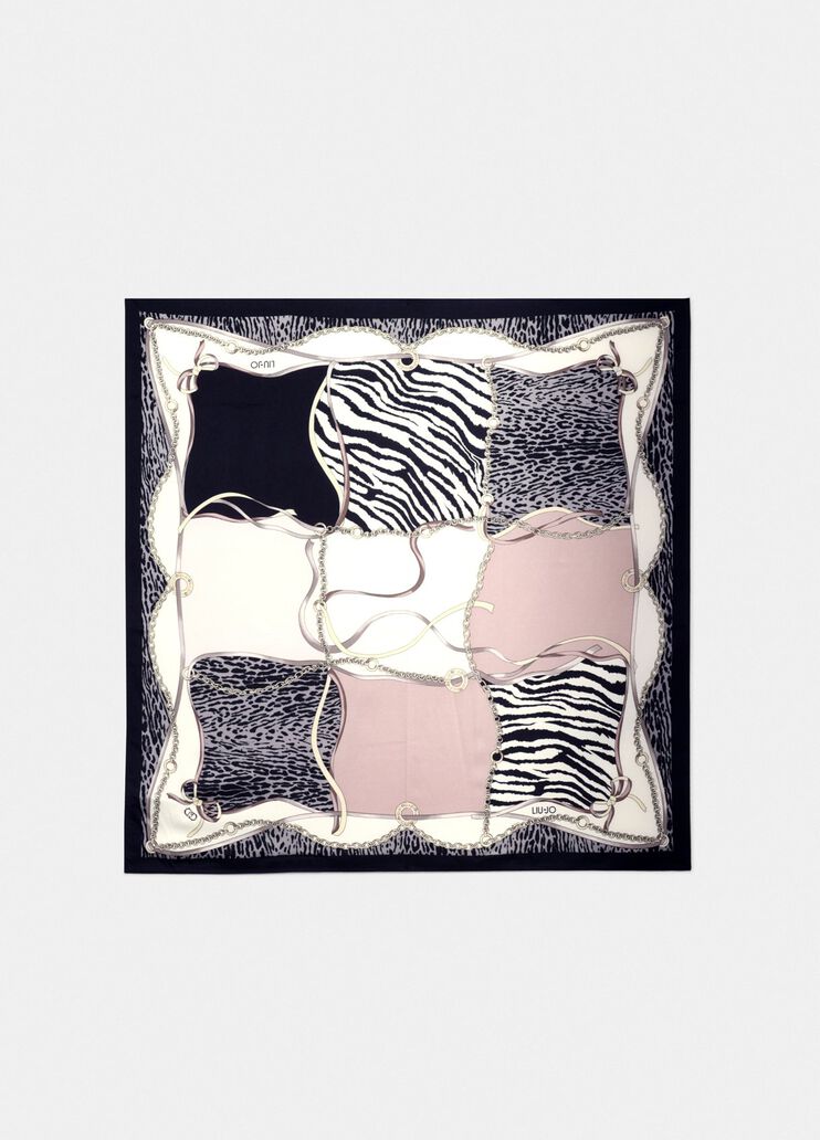 Foulard stampato mix animalier nero Liu Jo - large image number 2 Foulard stampato mix animalier nero Liu Jo - large image number 2