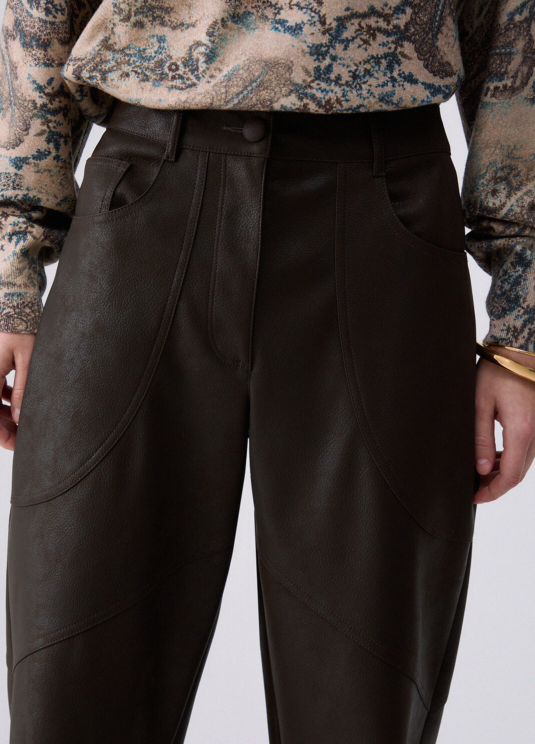 Coated Fabric Baggy Pants dark brown Liu Jo - large image number 4