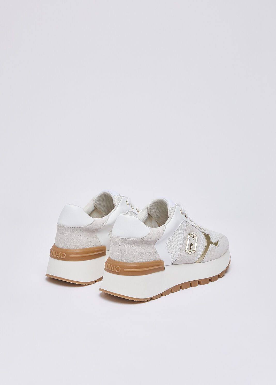 Plateau-Sneaker aus Veloursleder und Mesh Wei&szlig; Liu Jo - large image number 2