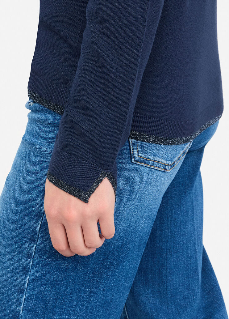 Pullover mit V-Ausschnitt Marineblau Liu Jo - large image number 4