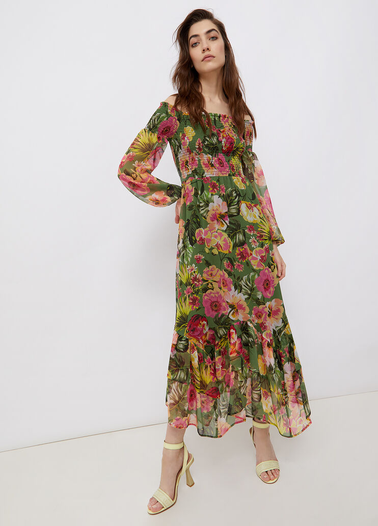 Long flowery dress green with floral print Liu Jo - large image number 0 Long flowery dress green with floral print Liu Jo - large image number 0