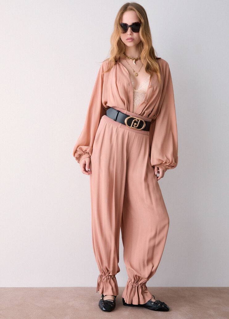 Wide-leg trousers with drawstring nude Liu Jo - medium