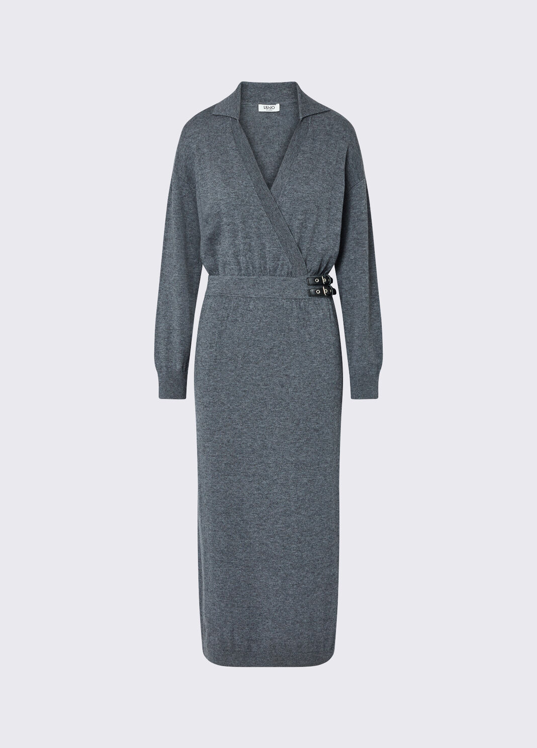 Knit Dress with Buckles grey m&eacute;lange Liu Jo - large image number 6