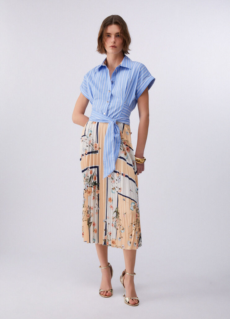 Abito midi plissettato arancione/azzurro Liu Jo - large image number 0