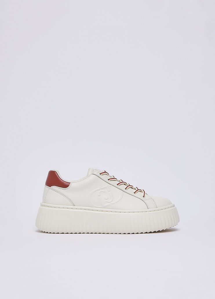 Sneakers en cuir avec maxi logo rouge et blanc Liu Jo - medium