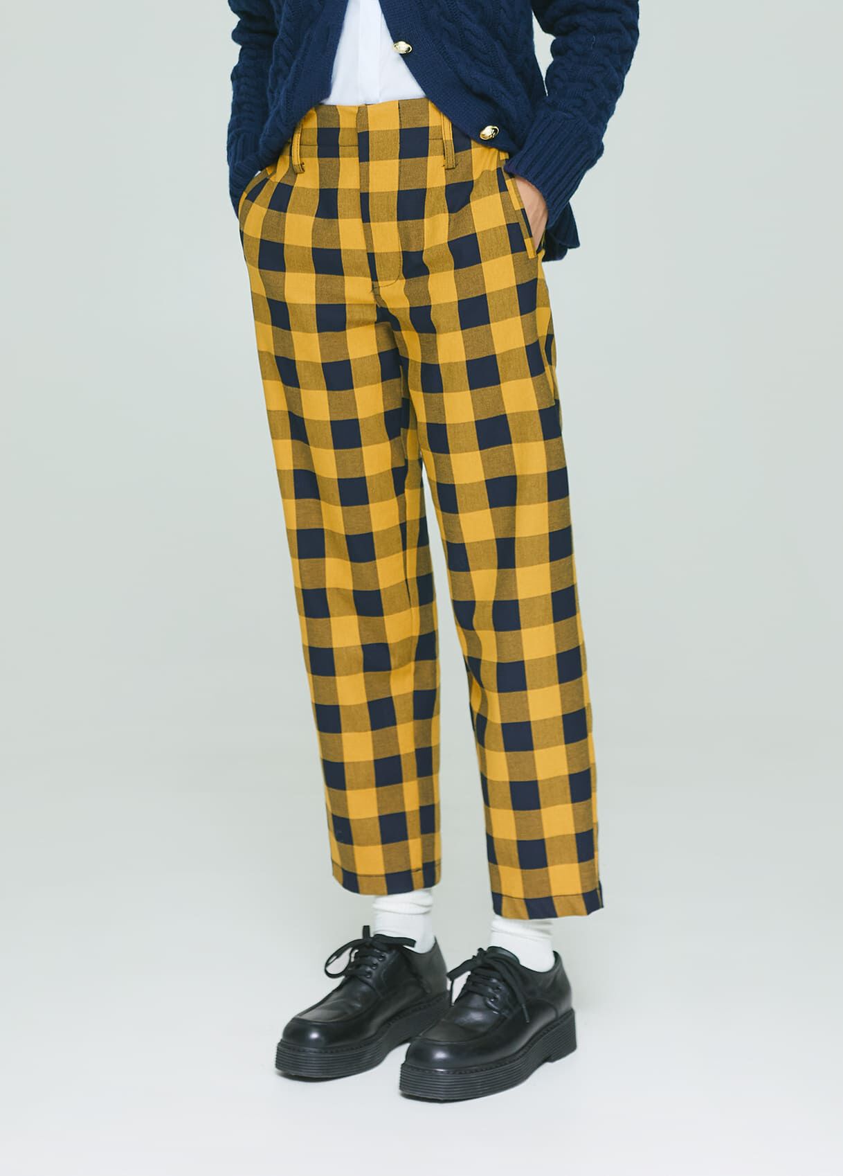 checked trousers yellow