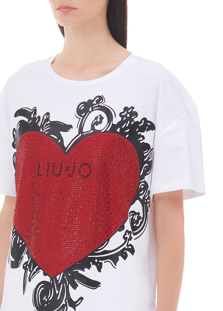 T-shirt with print and appliqués white/heart Liu Jo - large image number 2 T-shirt with print and appliqués white/heart Liu Jo - large image number 2