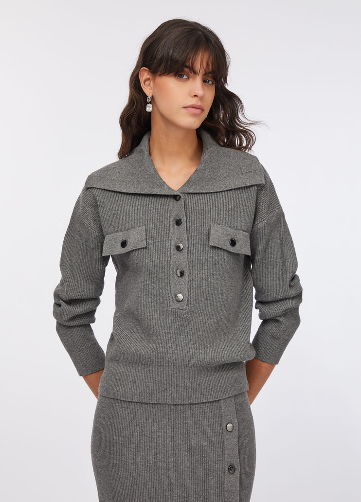 Pullover mit Maxikragen Grau Liu Jo - medium