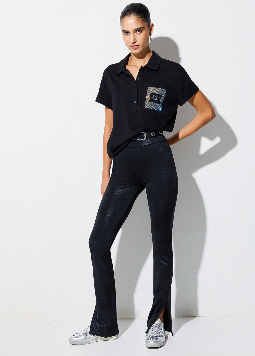 Lycra&reg; trousers with slits black Liu Jo - large image number 3