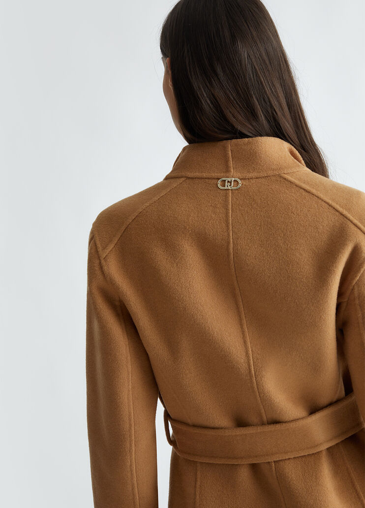 Manteau croisé en laine mélangée sable Liu Jo - large image number 2