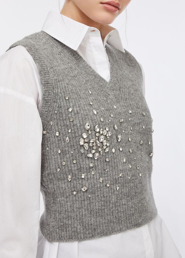 Wool top with gemstones grey Liu Jo - medium